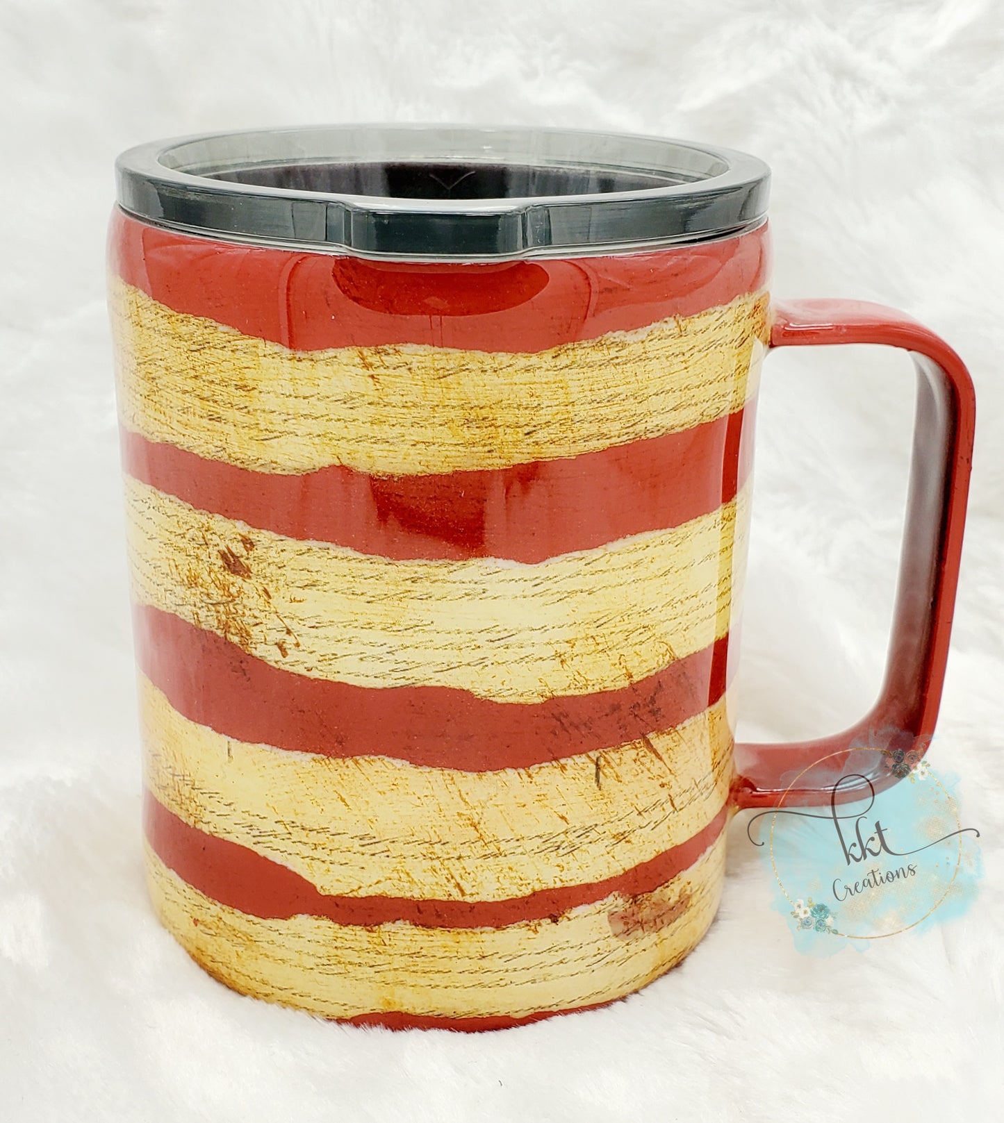 Flag Constitution Distressed Non Glitter Tumbler - 12 oz straight coffee mug - Red/White/Blue