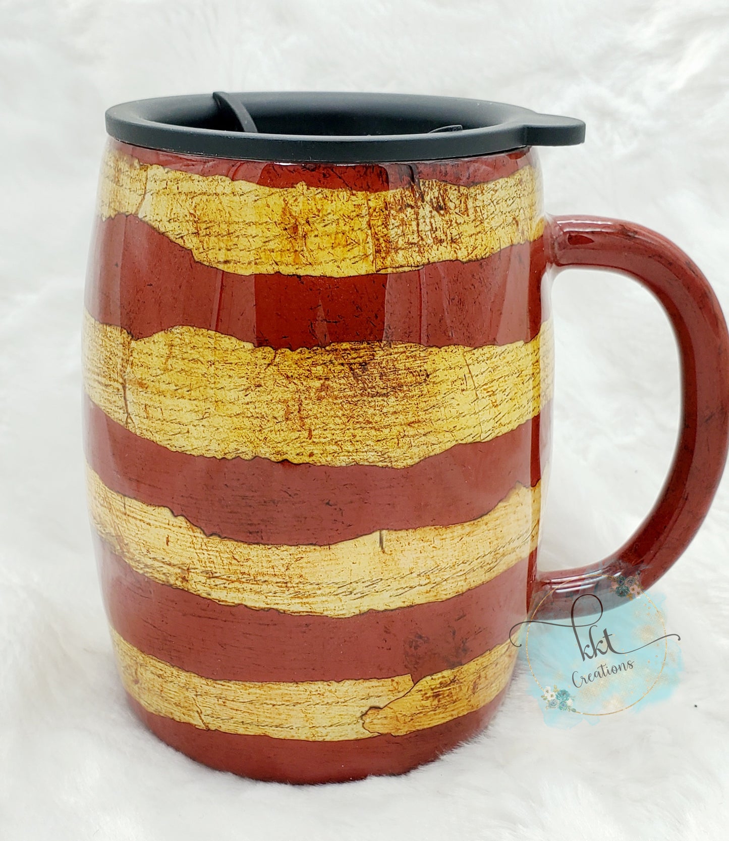 Flag Constitution Distressed Non Glitter Tumbler - 14 oz curved coffee mug - Red/White/Blue