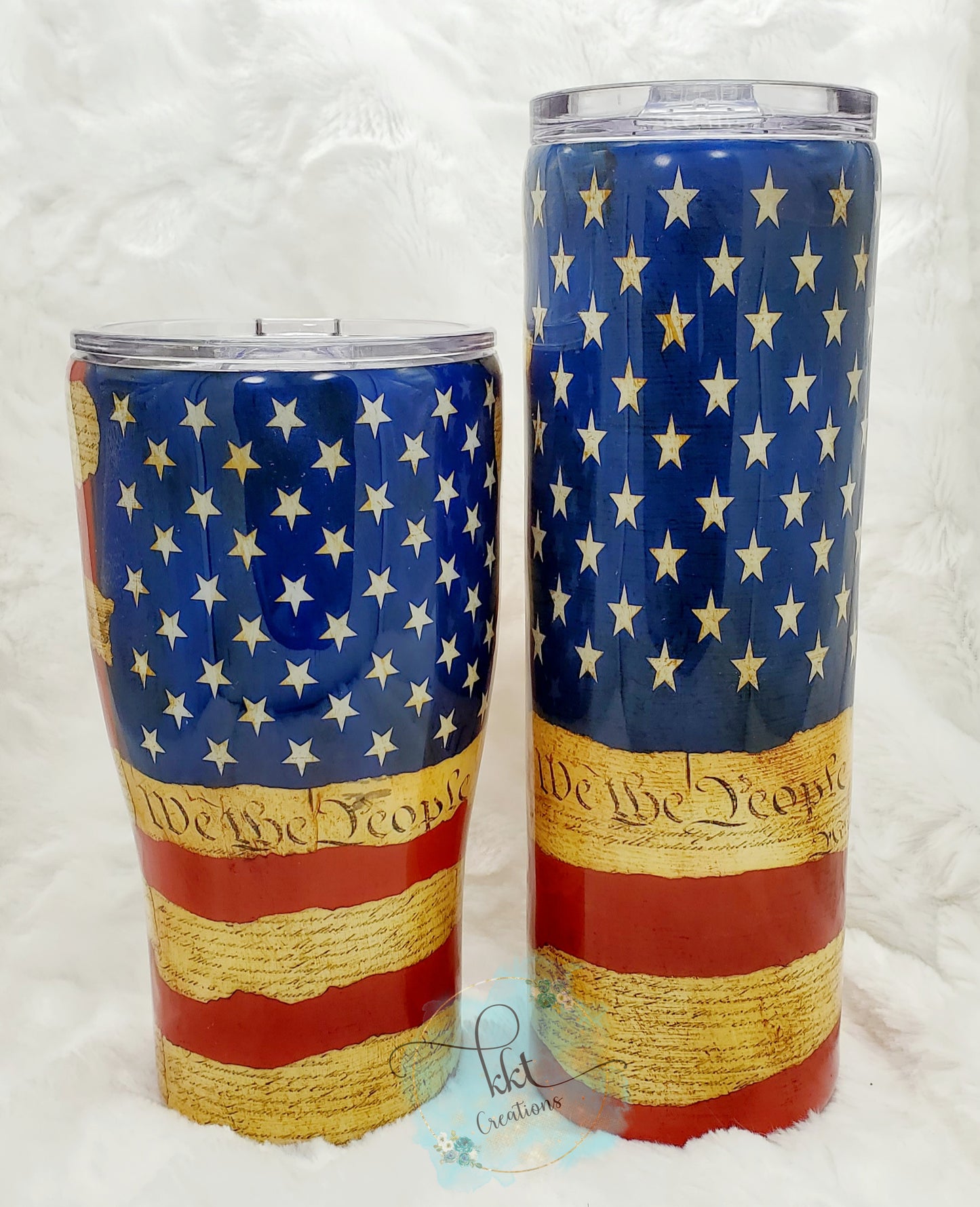 Flag Constitution Non Glittered Custom Tumbler - 30 oz Skinny Straight - Red/White/Blue