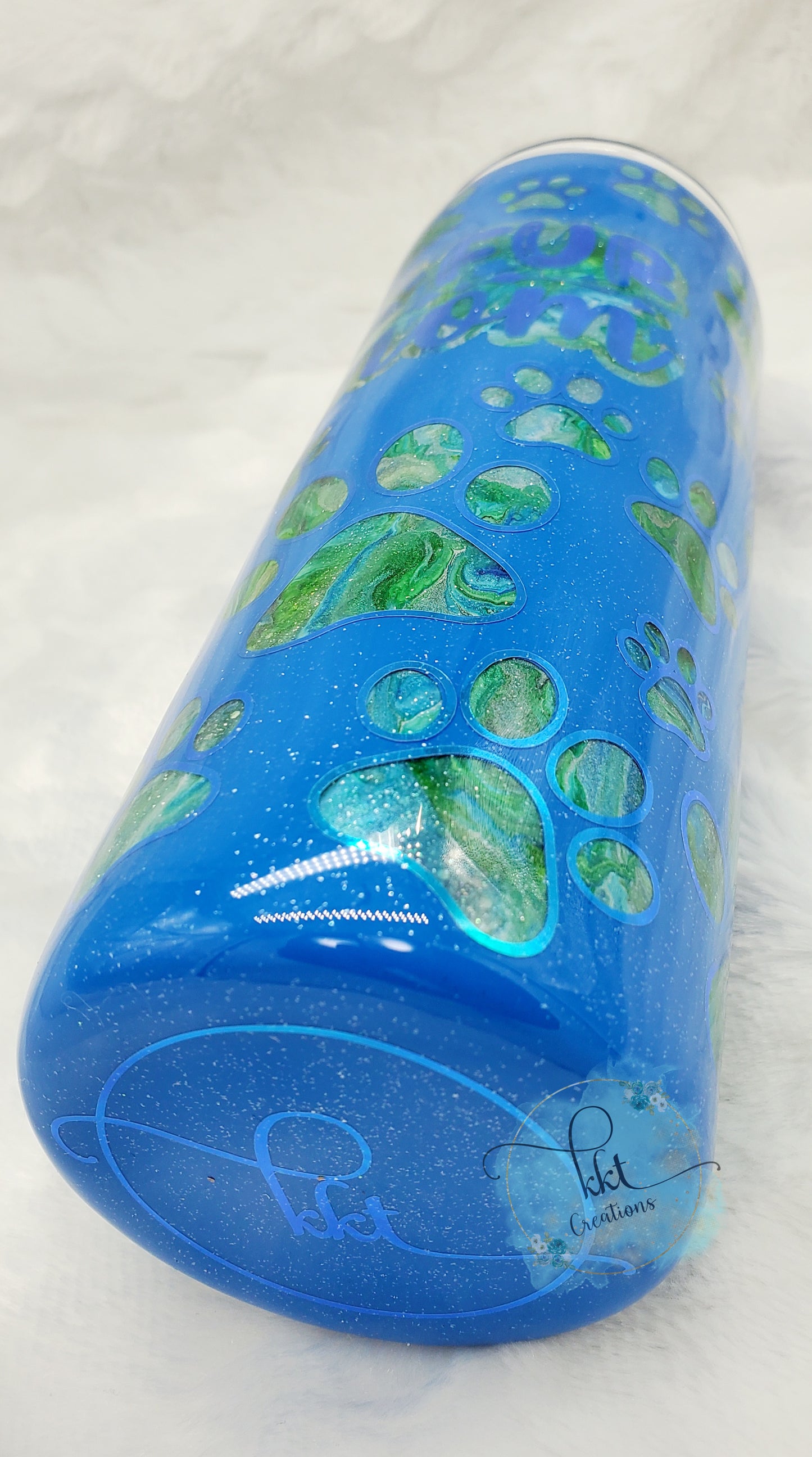 Fur Mom Peekaboo Custom Tumbler - 20 oz Skinny Straight - Blue/Green