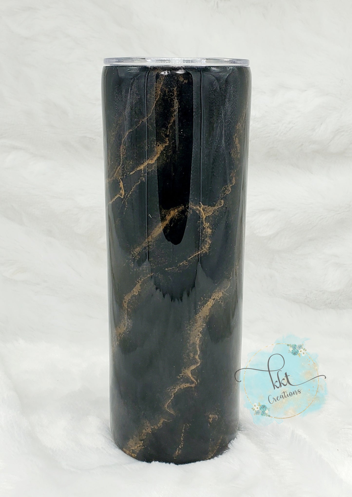 Black and gold marble Custom Tumbler - 20 oz Skinny Straight