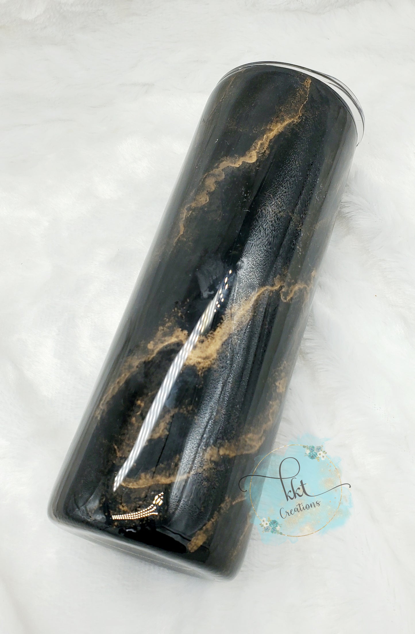 Black and gold marble Custom Tumbler - 20 oz Skinny Straight