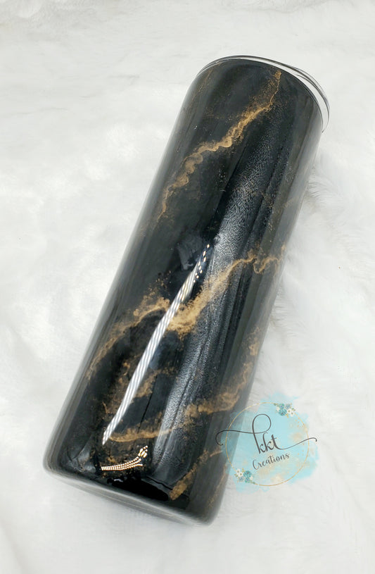 Black and gold marble Custom Tumbler - 20 oz Skinny Straight