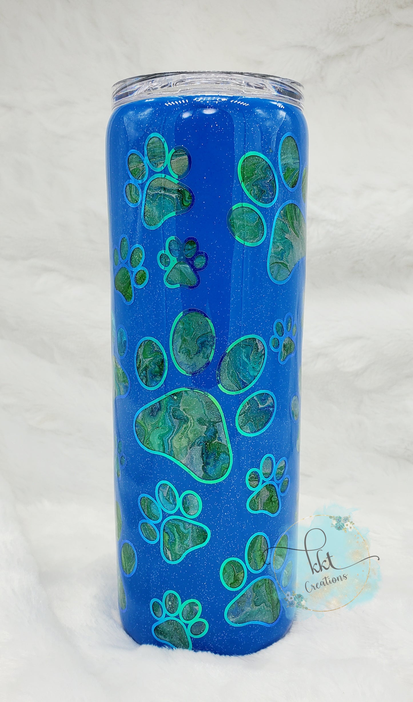 Fur Mom Peekaboo Custom Tumbler - 20 oz Skinny Straight - Blue/Green