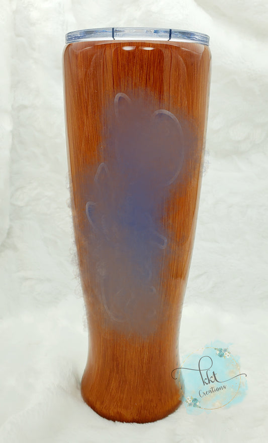 Split Baseball Boys in Blue Non Glitter Tumbler Pilsner - 30 oz curved pilsner - Woodgrain/blue/white