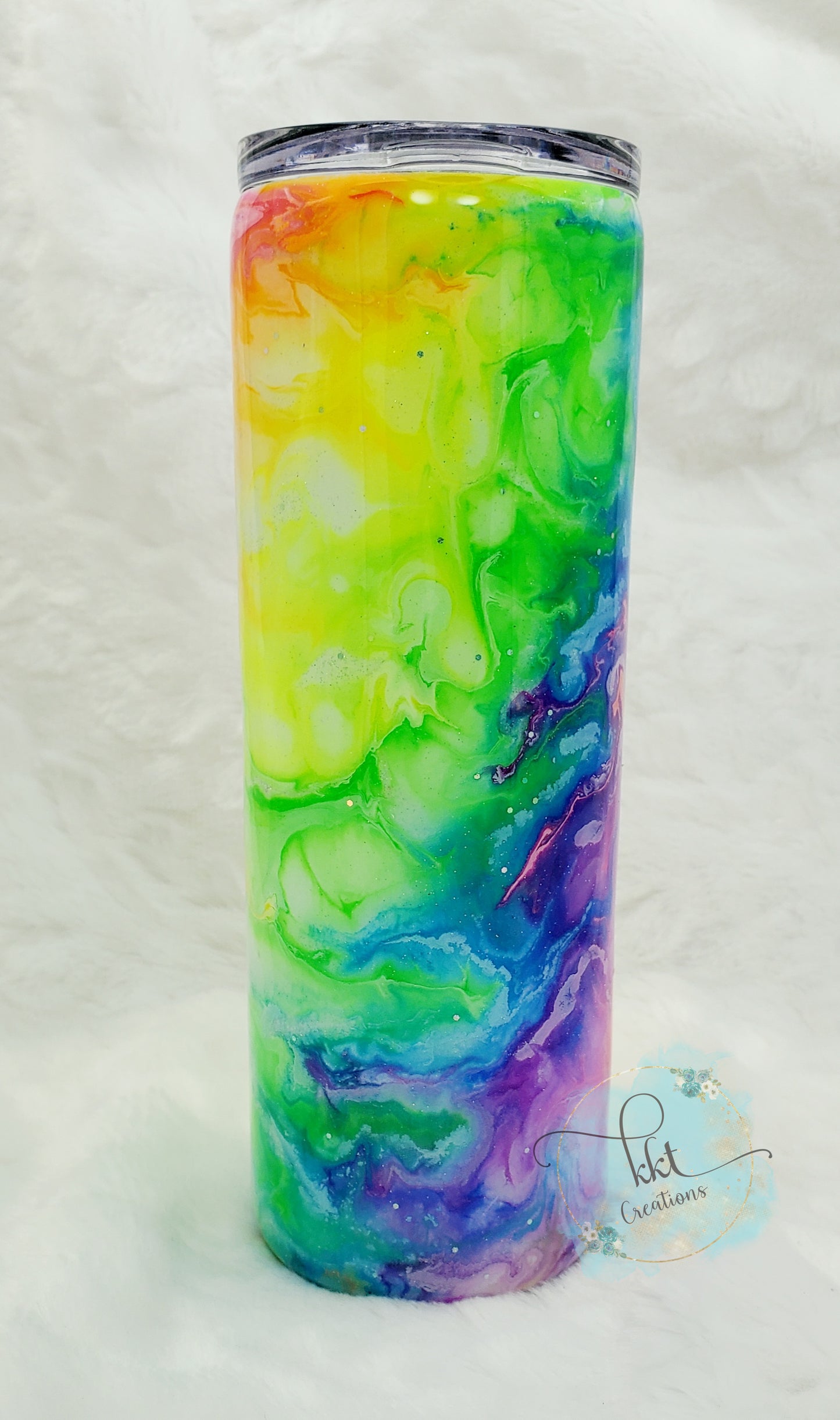 Neon Alcohol Ink Swirl Custom Tumbler - 20 oz Skinny Straight