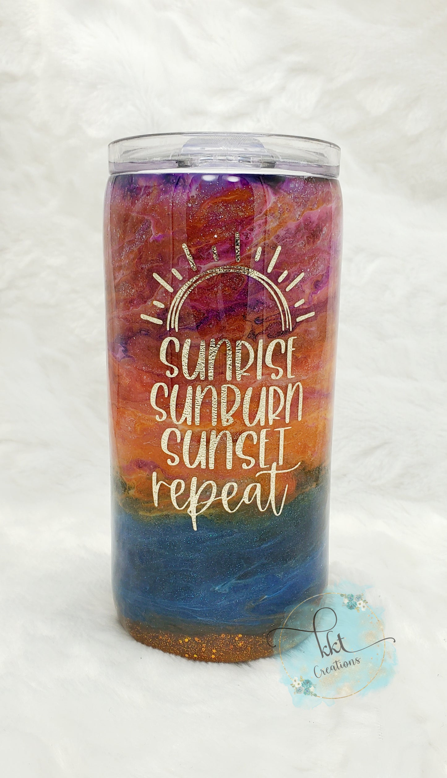 Sunset Beach Sunrise, Sunburn, Sunset, Repeat - 15 oz skinny - inks/pigments