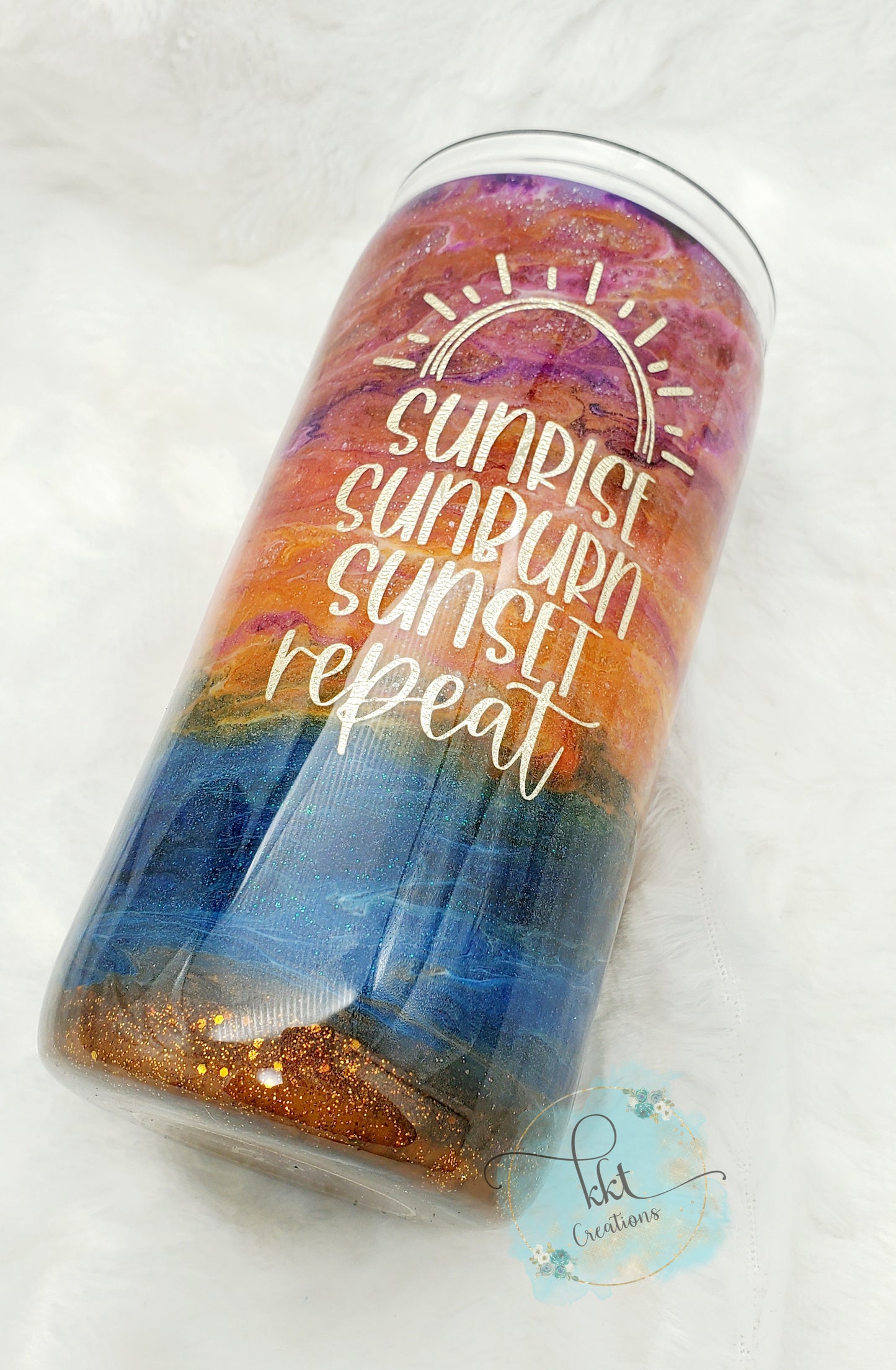 Sunset Beach Sunrise, Sunburn, Sunset, Repeat - 15 oz skinny - inks/pigments