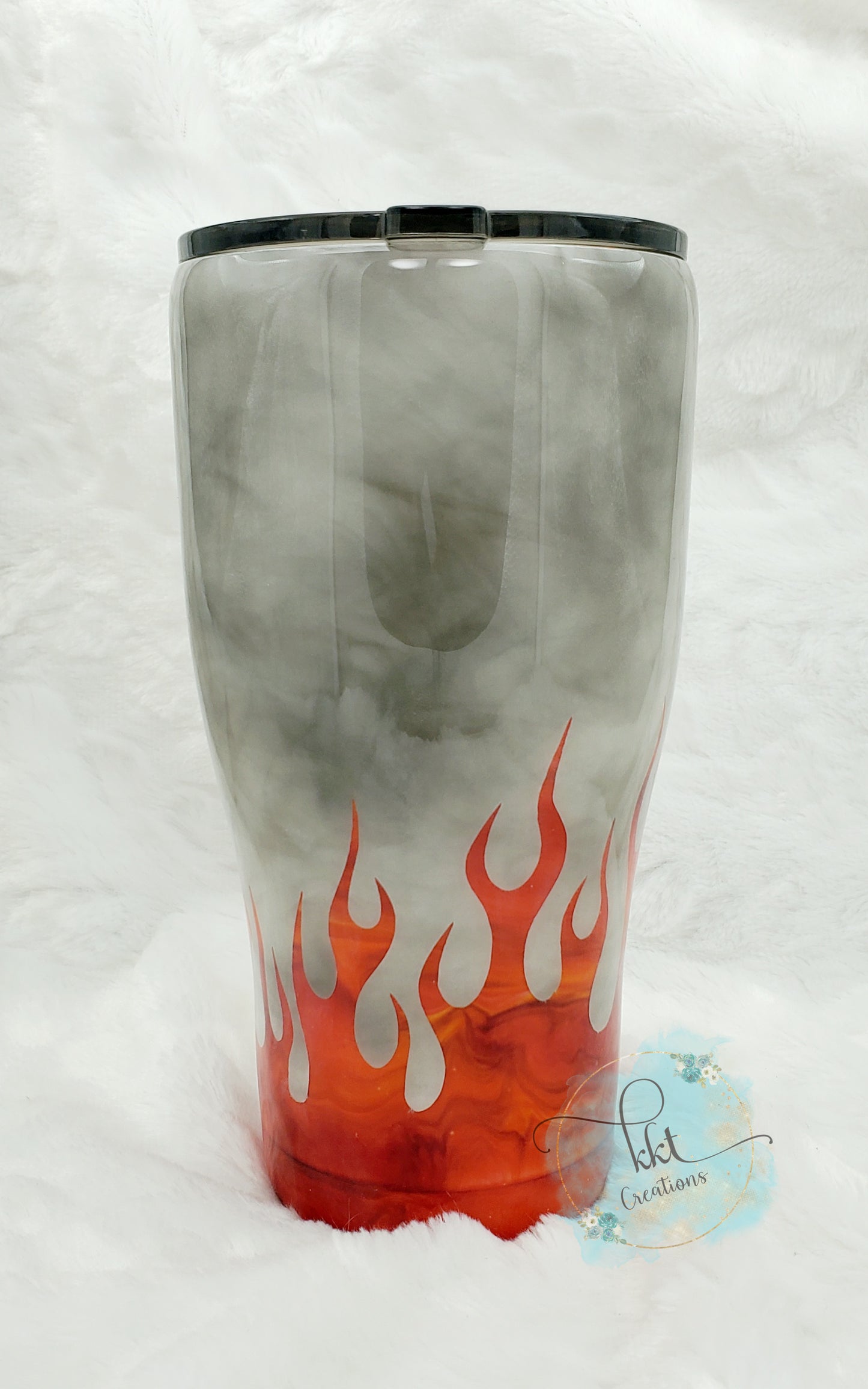 Firefighter Peekaboo Flames Non Glittered Custom Tumbler - 30 oz Curve