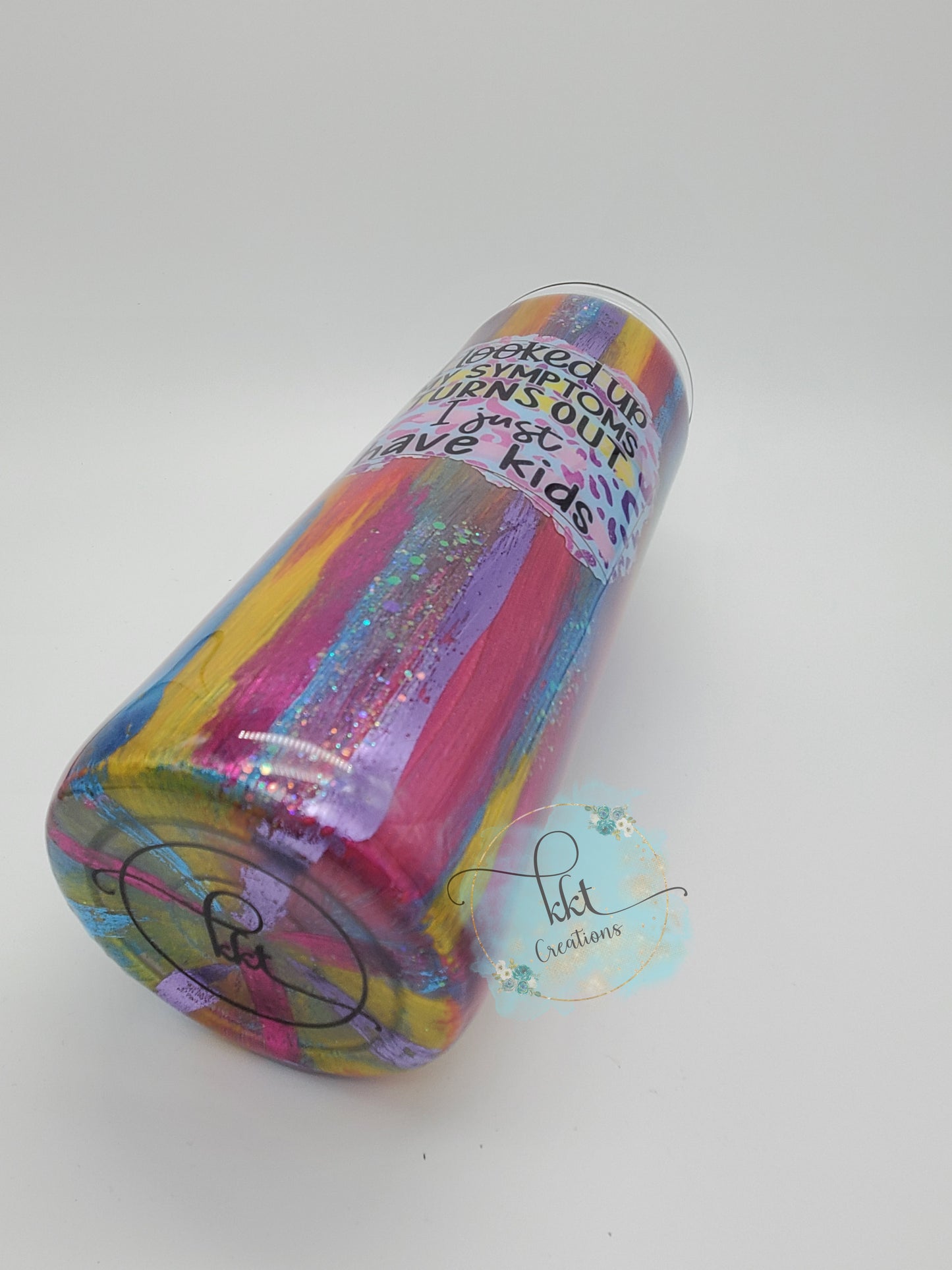 Brushstroke, glitter and foil Custom Tumbler -I Looked up My symptoms- 20 oz Skinny Straight