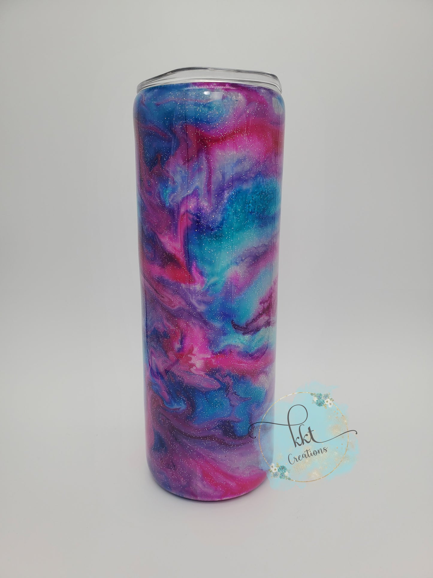 Faith Alcohol Ink Swirl Custom Tumbler- 20 oz Skinny Straight - pink, purple, turquoise