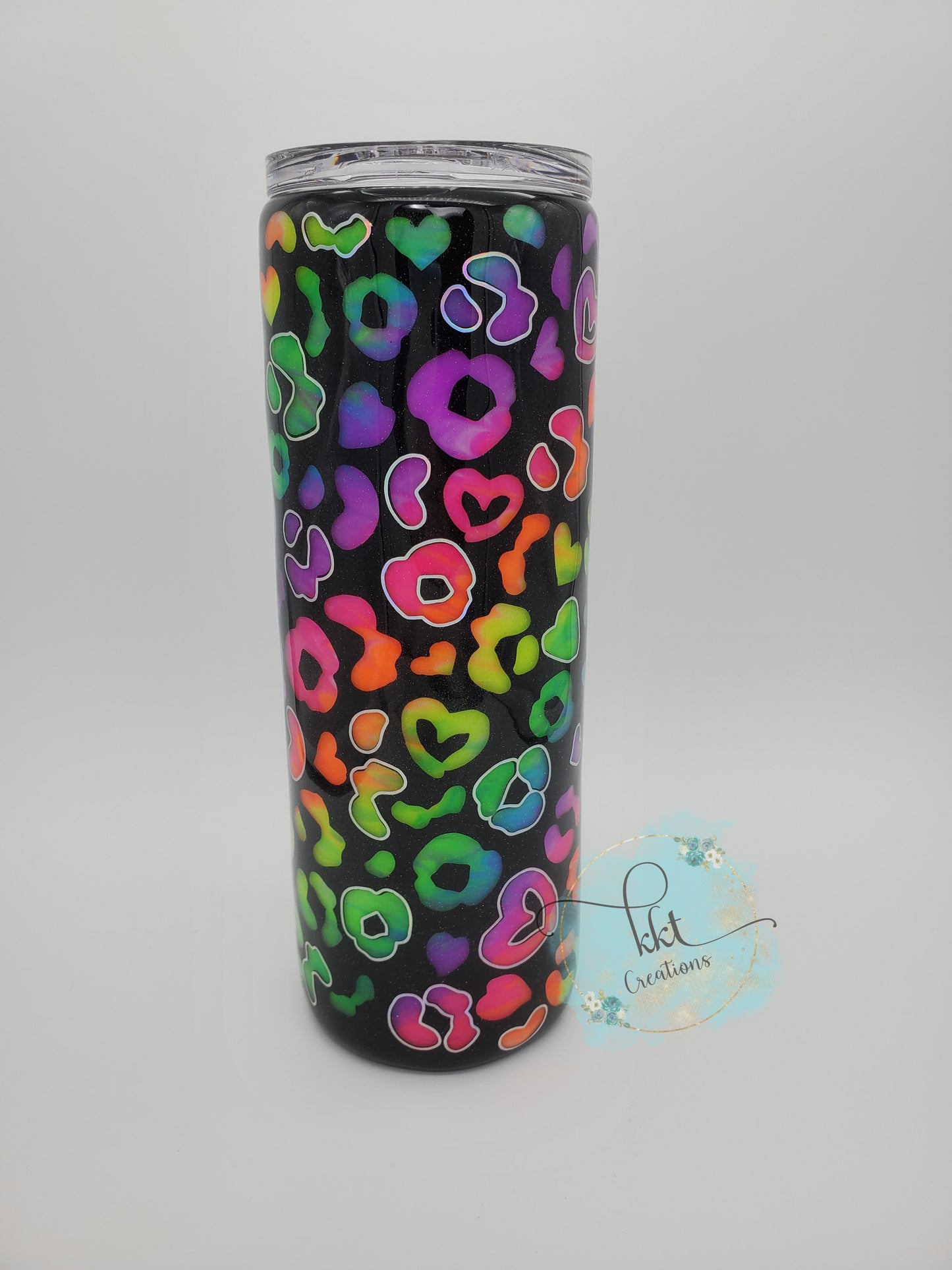 BOSS BABE neon swirl glow in the dark peekaboo leopard Custom Tumbler- 20 oz Skinny Straight - neons