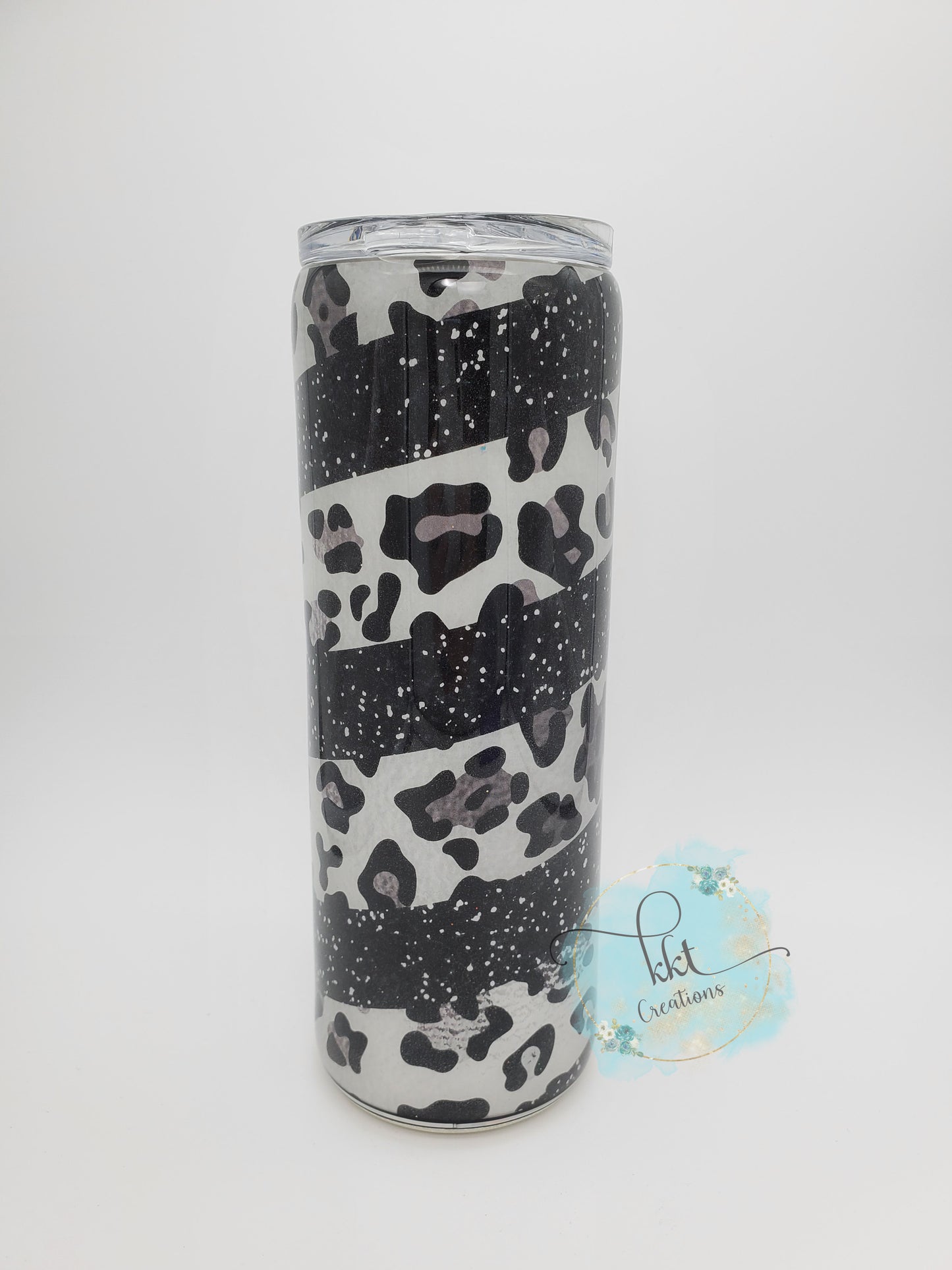 You are Enough Glitter Leopard Custom Tumbler - 20 oz skinny straight - hot pink, white, leopard spots