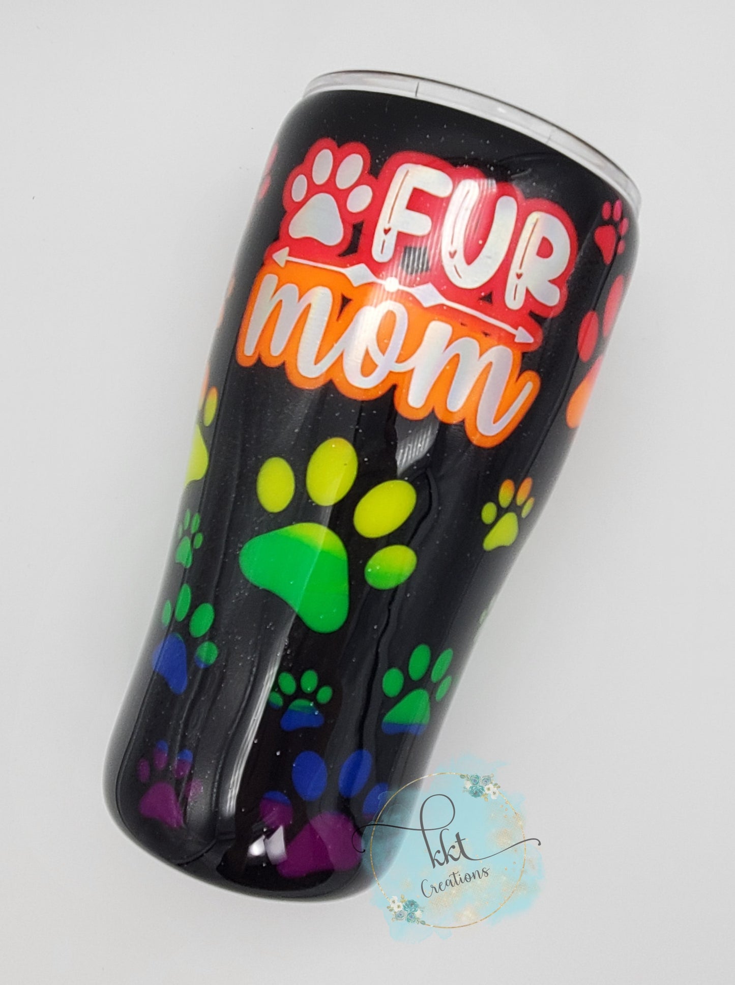 Fur Mom Peekaboo Neon Custom Tumbler - 20 oz curve