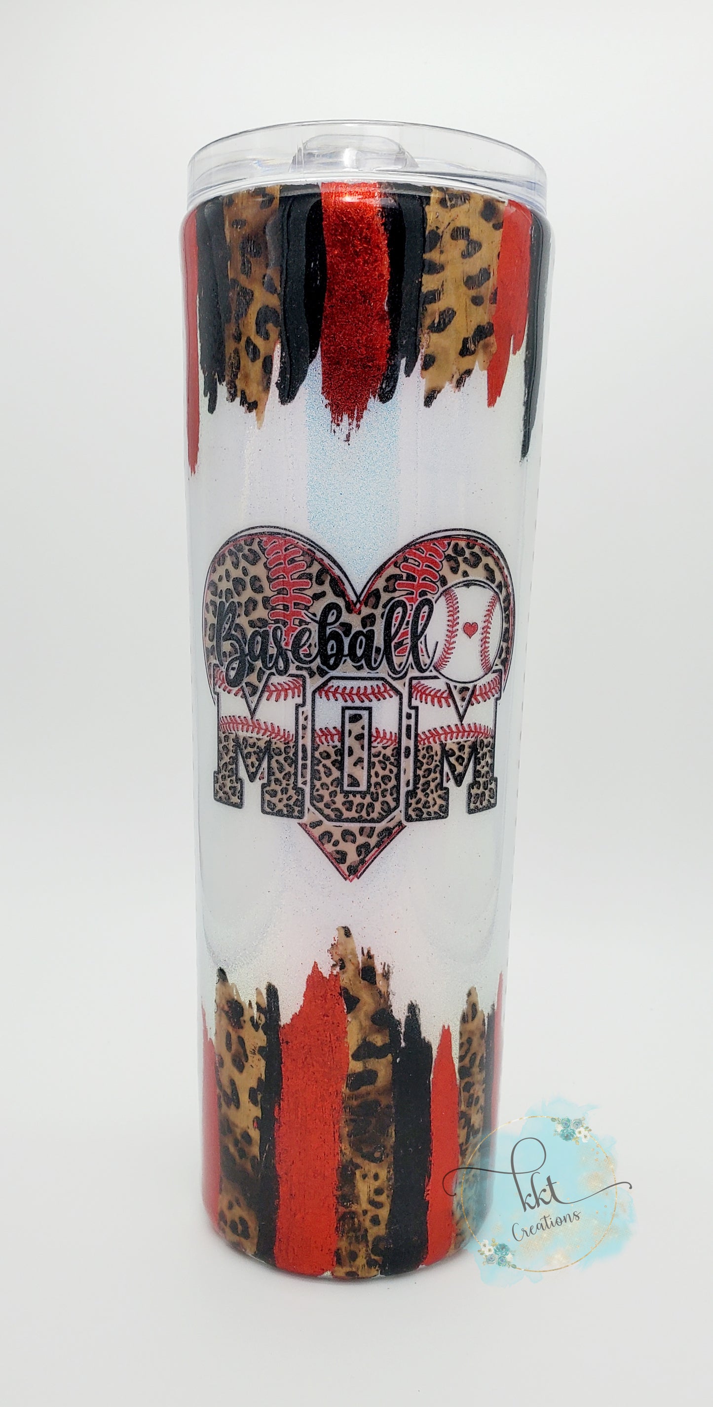 Baseball Mom woodgrain leopard foil Custom Tumbler - 30 oz Skinny Taper