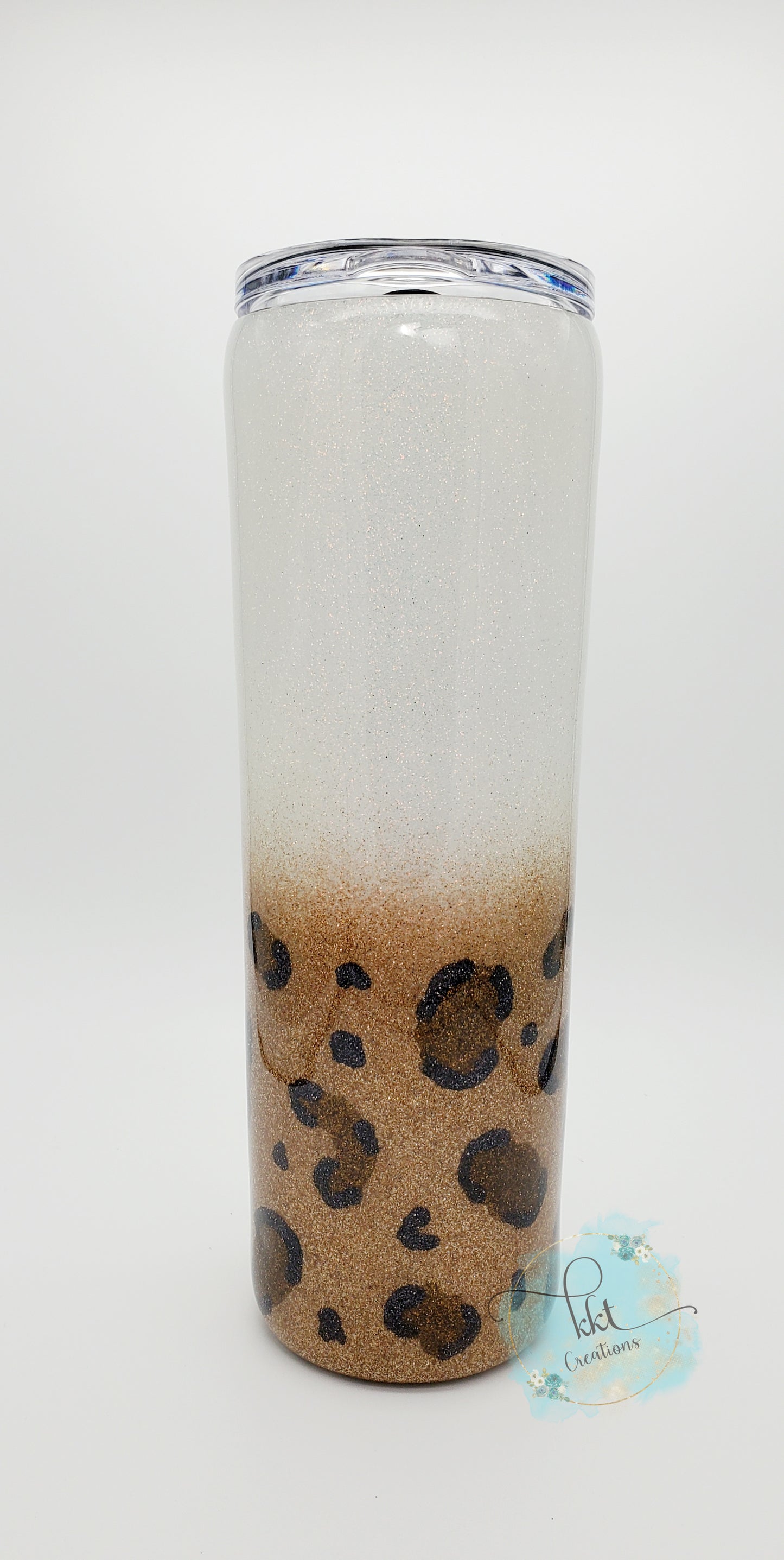 Bad Moms Club Glitter Hand Painted Leopard Spots Custom Tumbler - 30 oz Skinny Taper