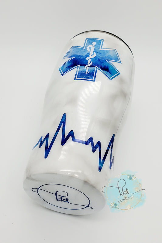 EMT/Paramedic Peekaboo Heartbeat Non Glittered Custom Tumbler - 30 oz Curve