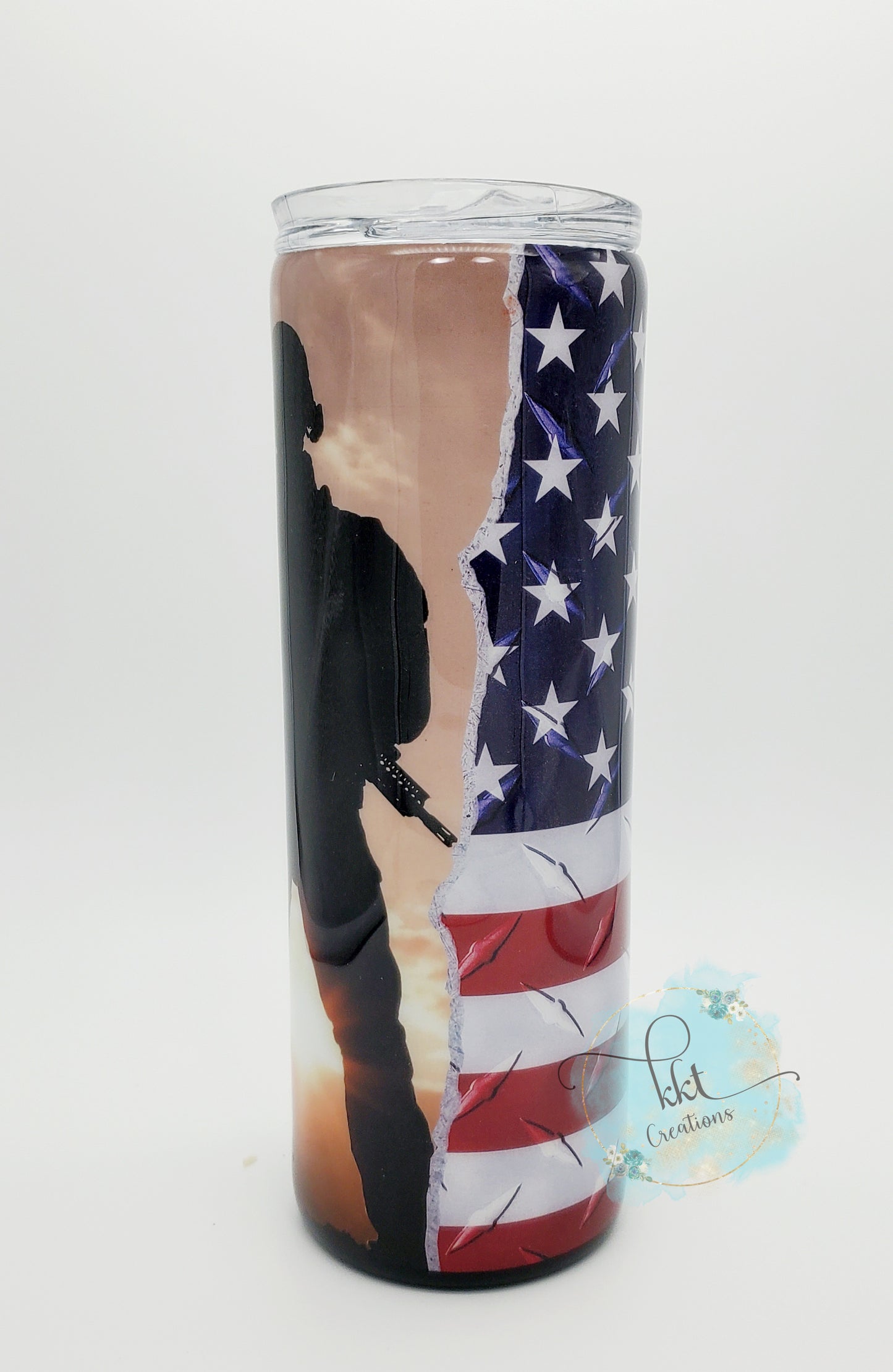 Military Flag Custom Tumbler - 20 oz Skinny Straight