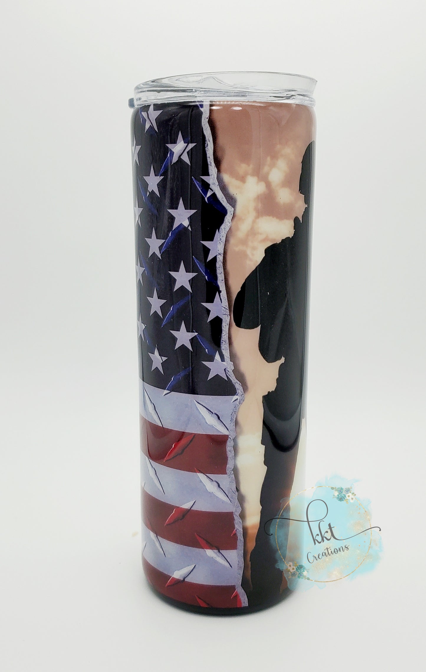 Military Flag Custom Tumbler - 20 oz Skinny Straight