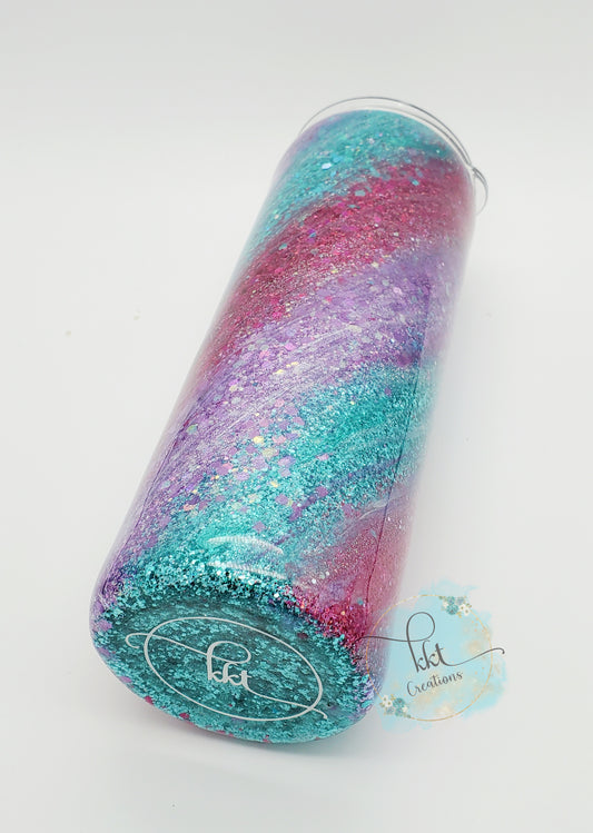 Glitter Swirl Milky Way Custom Tumbler - 20 oz Skinny Straight- Purple, Turquoise, Pink