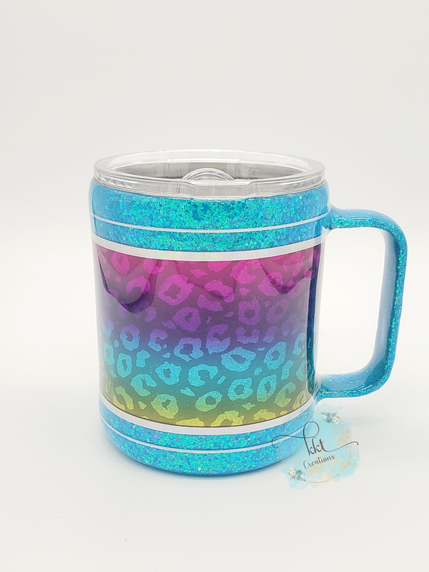 Inspire Someone Today leopard Custom Mug Tumbler - 12 oz straight coffee mug - Turquoise, rainbow