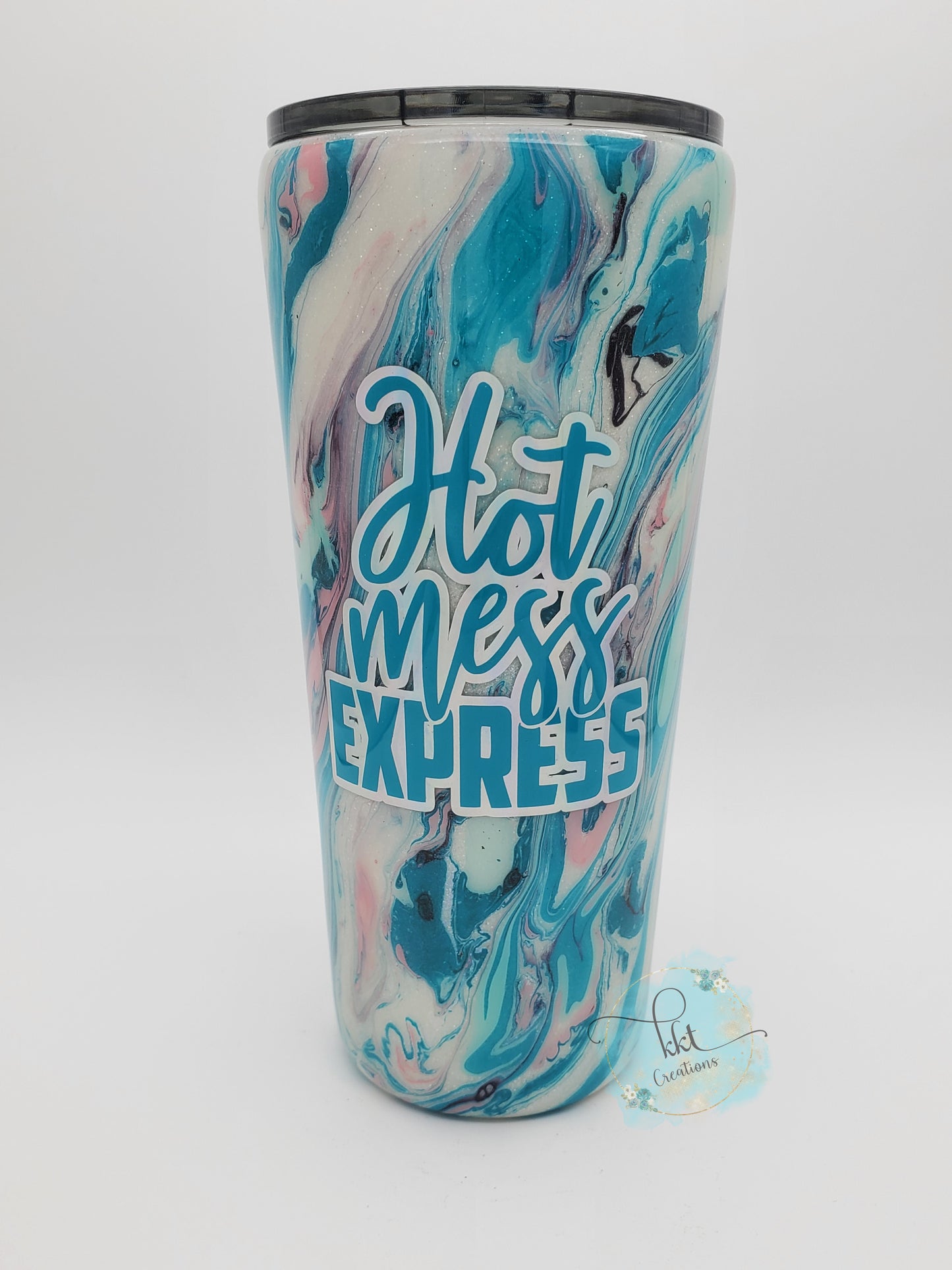 Hot Mess Express Hydrodip Custom Tumbler - 22 oz slim taper - pink, turquoise, purple