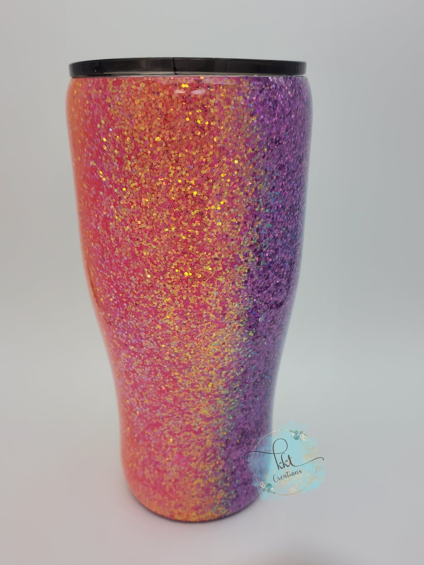 Neon vertical rainbow ombre Custom Tumbler - 24 oz curve - neon rainbow