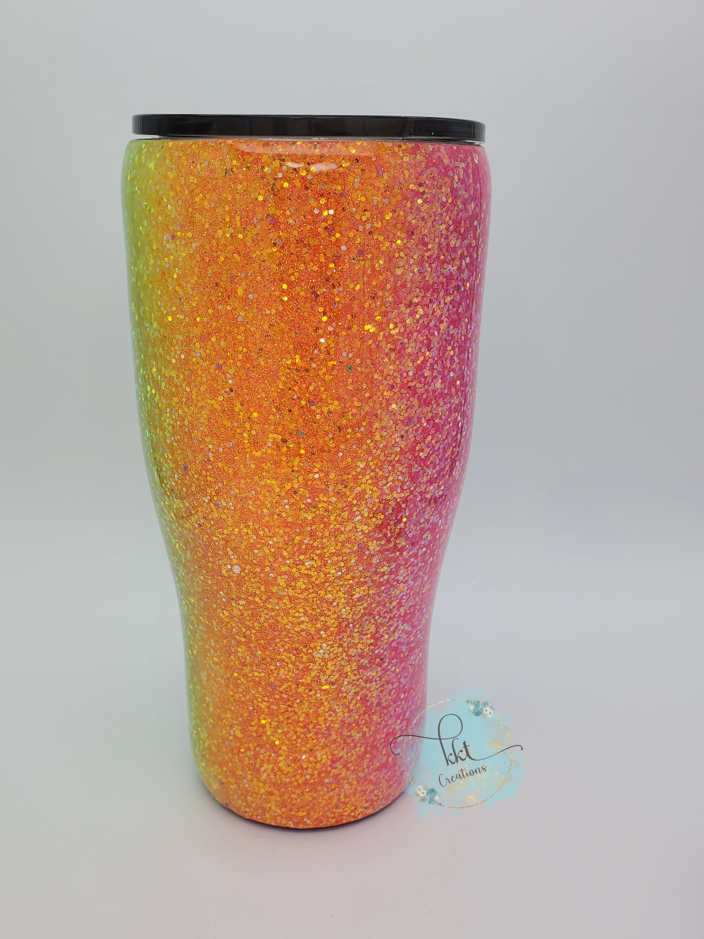 Neon vertical rainbow ombre Custom Tumbler - 24 oz curve - neon rainbow