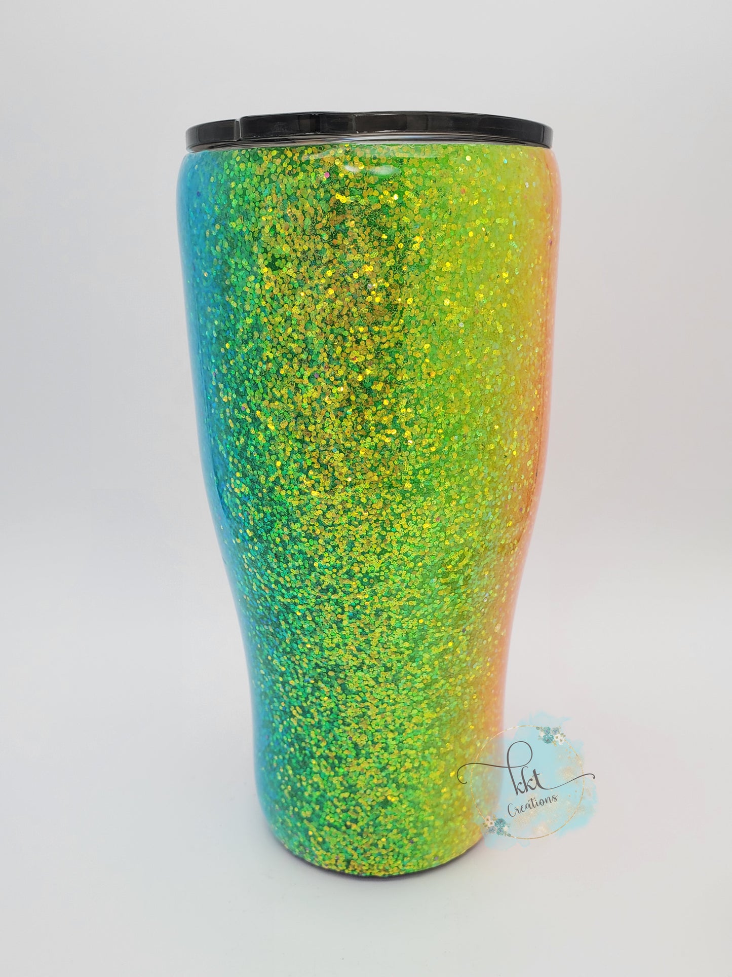 Neon vertical rainbow ombre Custom Tumbler - 24 oz curve - neon rainbow