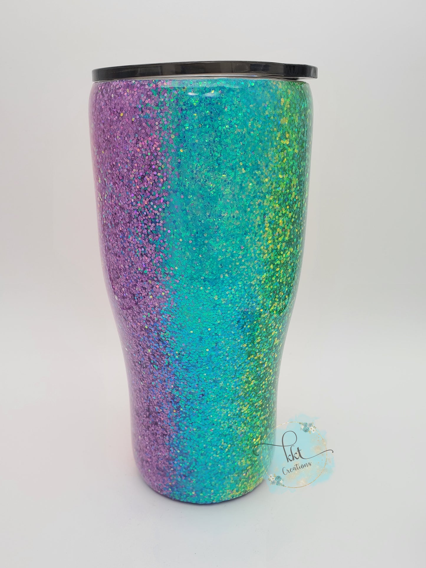 Neon vertical rainbow ombre Custom Tumbler - 24 oz curve - neon rainbow