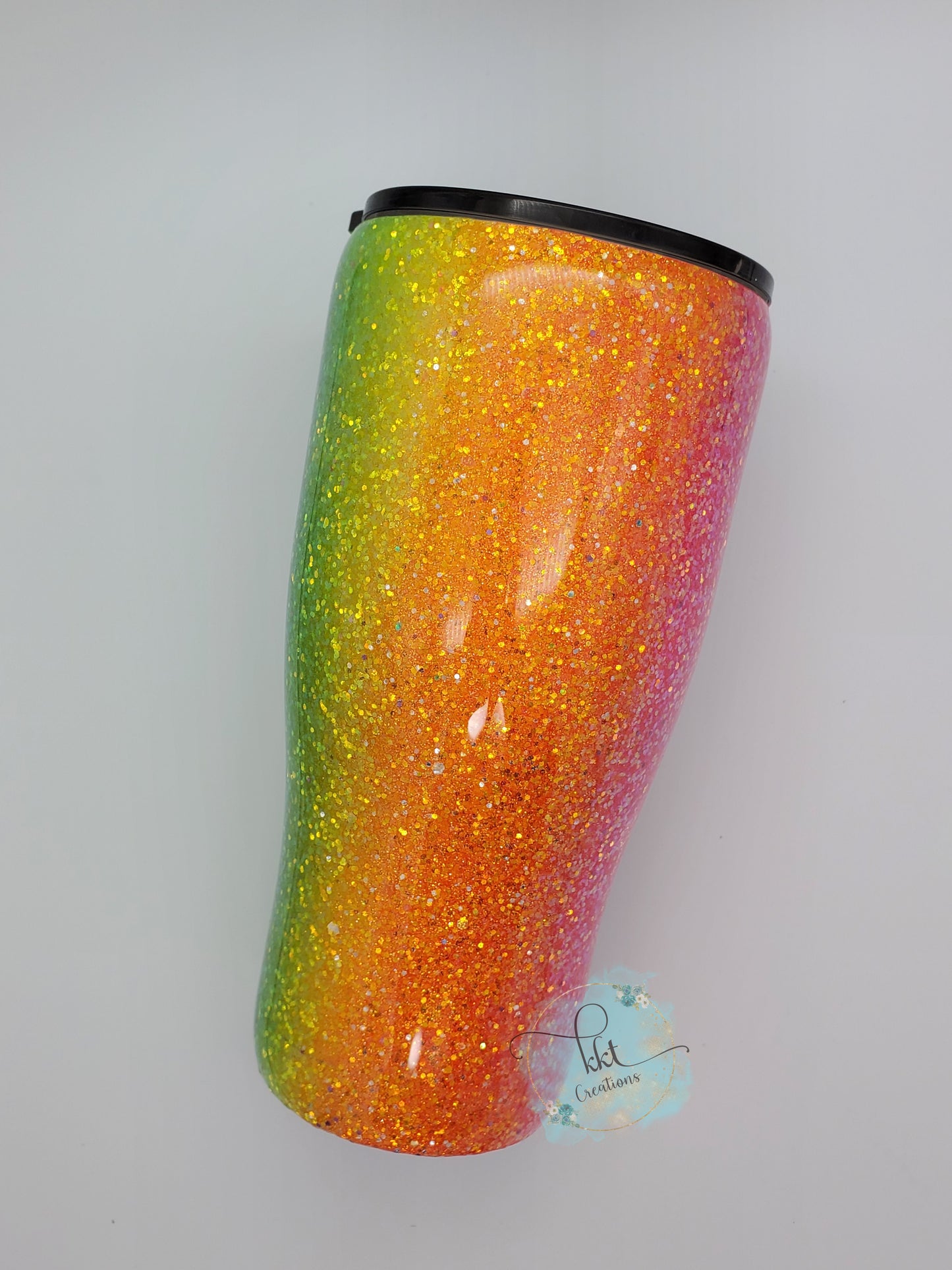 Neon vertical rainbow ombre Custom Tumbler - 24 oz curve - neon rainbow