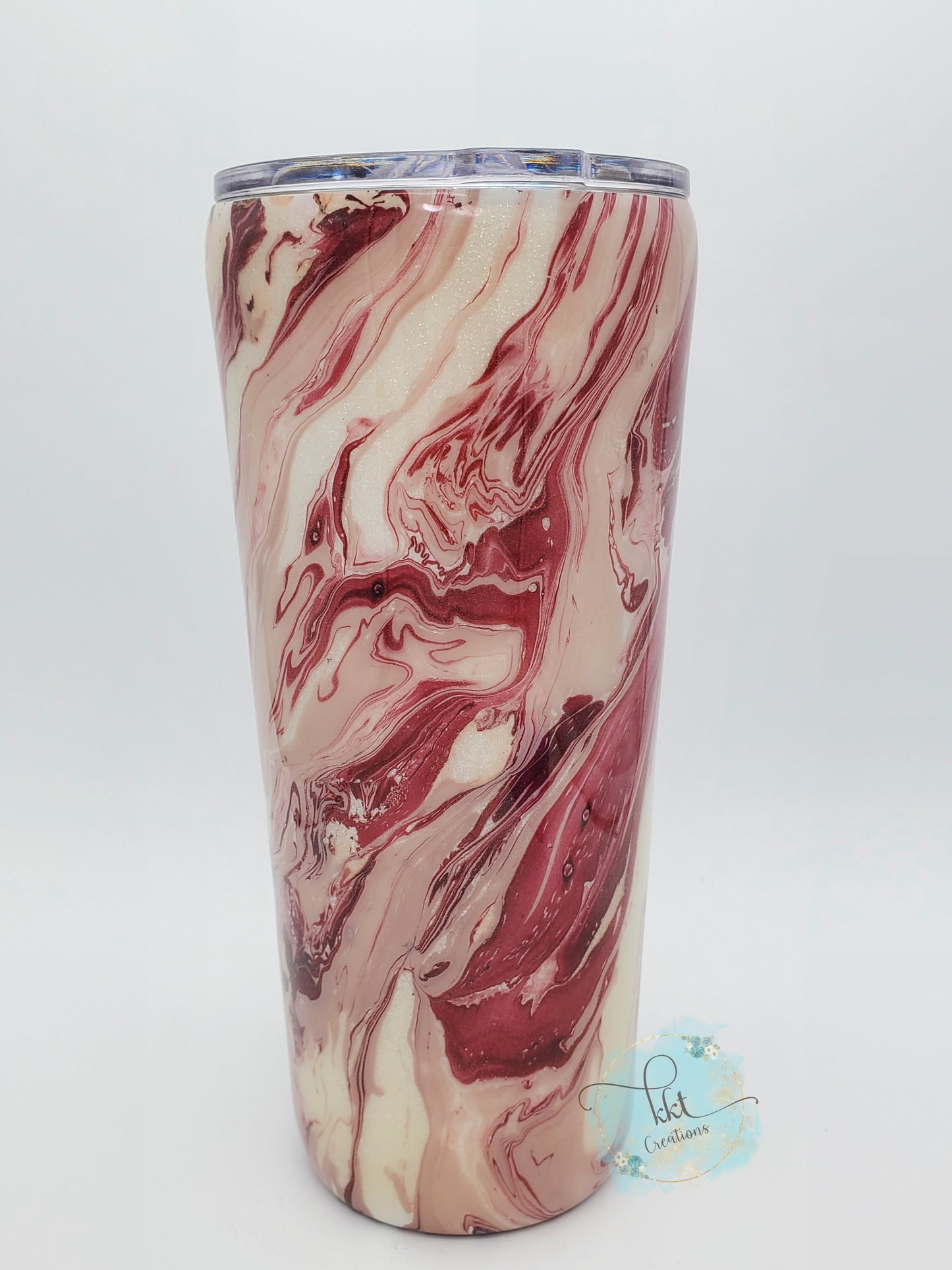 Pray More Worry Less Hydrodip Custom Tumbler - 22 oz slim taper - maroon/wine, pink, white