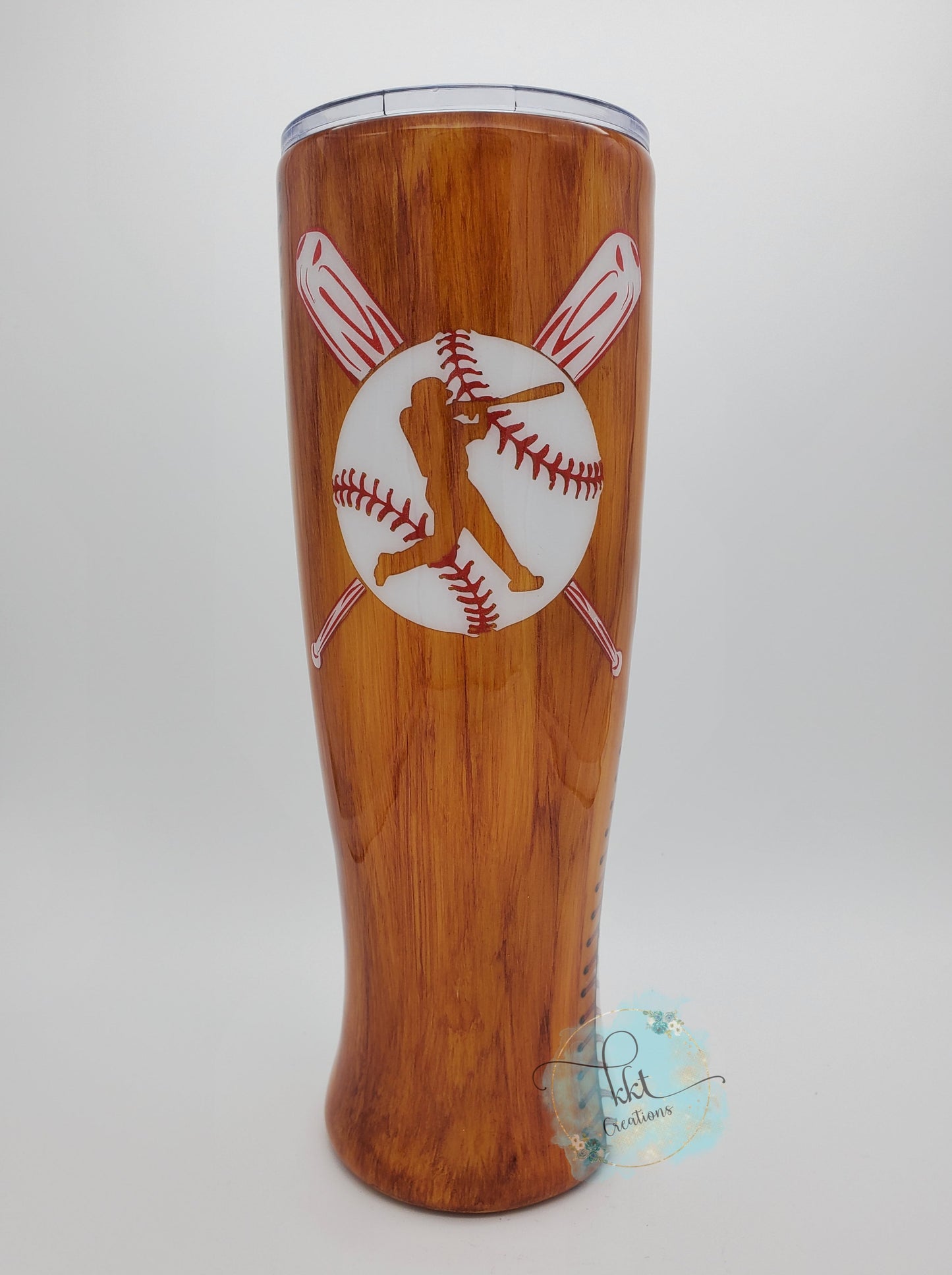 Baseball Dad Woodgrain Non Glitter Custom Tumbler - 30 oz pilsner