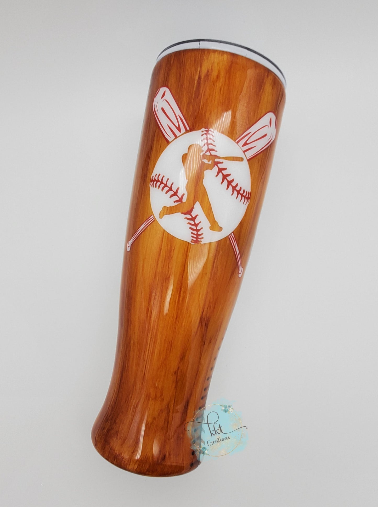 Baseball Dad Woodgrain Non Glitter Custom Tumbler - 30 oz pilsner