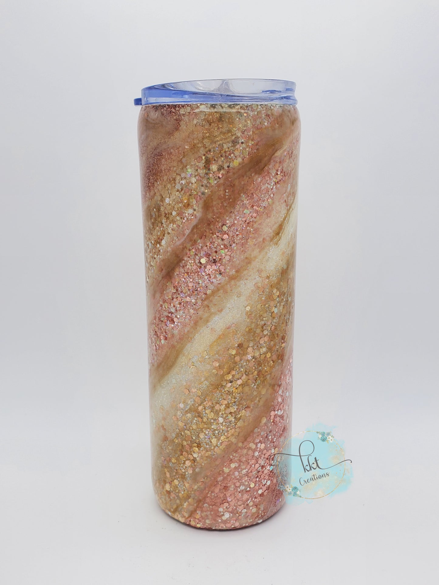 Glitter Swirl Milky Way Custom Tumbler - 20 oz Skinny- Rose Gold