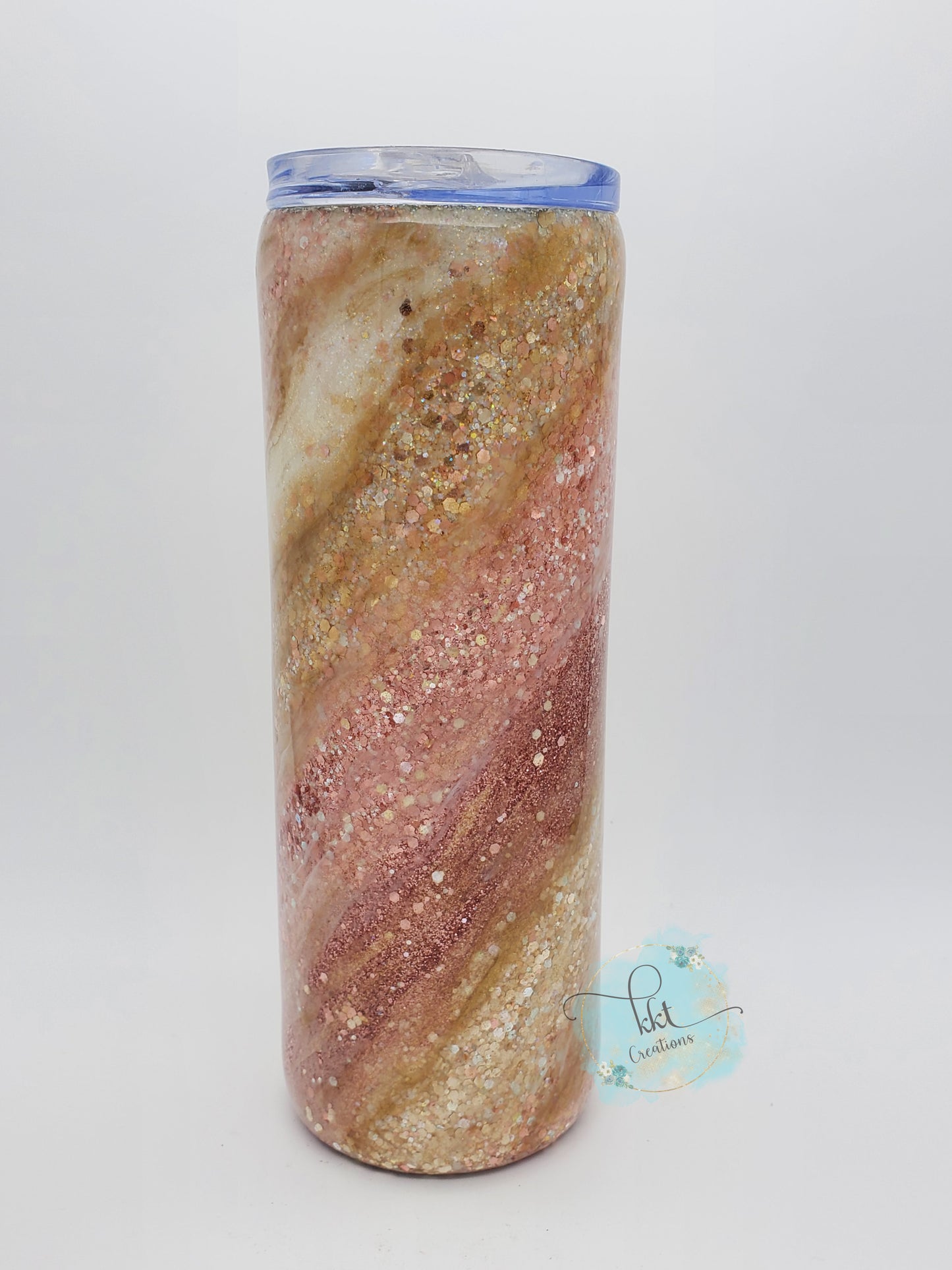 Glitter Swirl Milky Way Custom Tumbler - 20 oz Skinny- Rose Gold