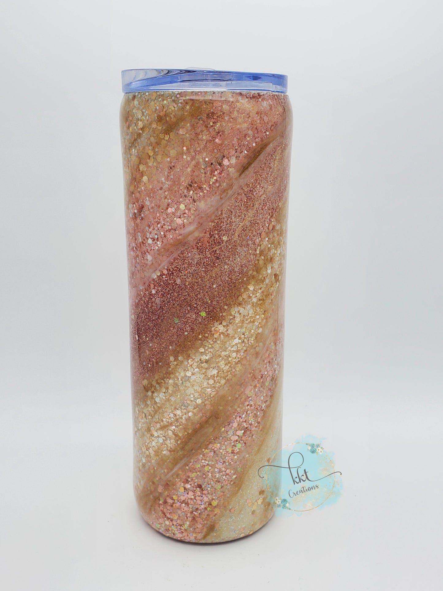 Glitter Swirl Milky Way Custom Tumbler - 20 oz Skinny- Rose Gold